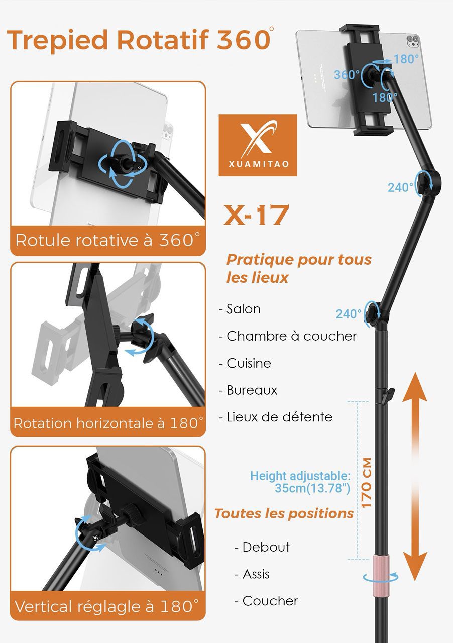 XUAMITAO – Trépied rotatif 360° X-17