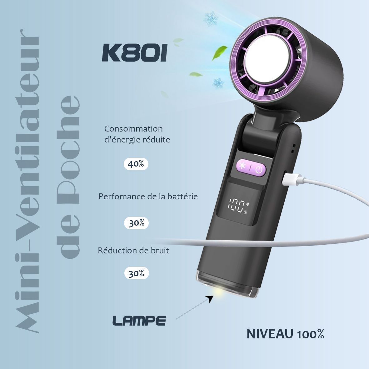 Ventilateur portable avec fonction "Ice Compress"