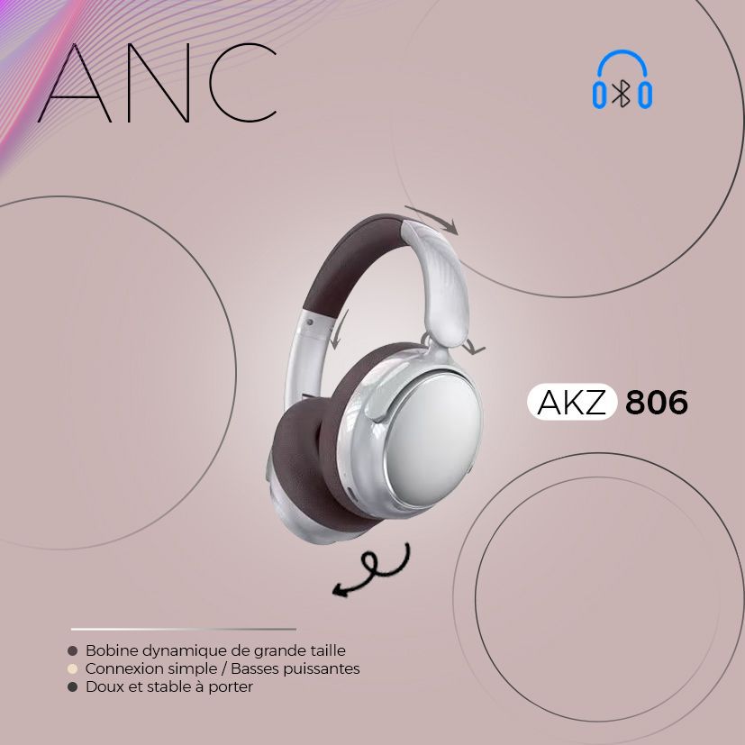 Casque Bluetooth AKZ 806 Retro Style (ANC) – Image 10